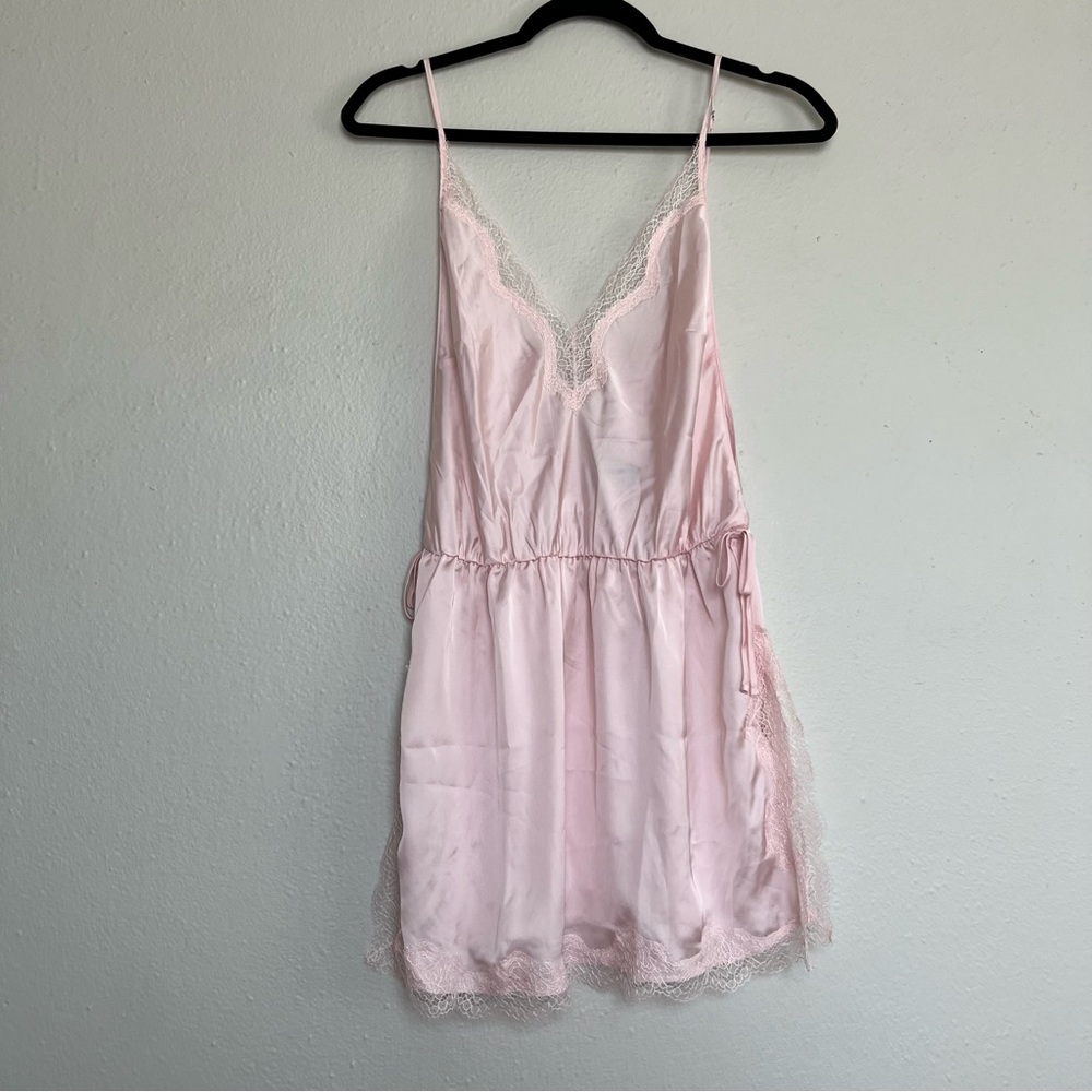 Victoria's Secret Pink Satin Lace Side Slit Slip